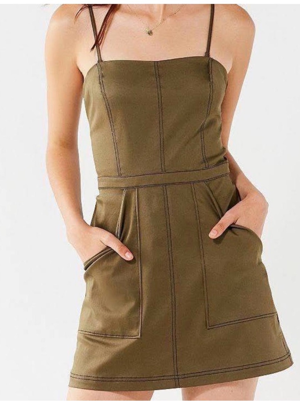 Urban Outfitters Mini Dress Khaki Green Size 8